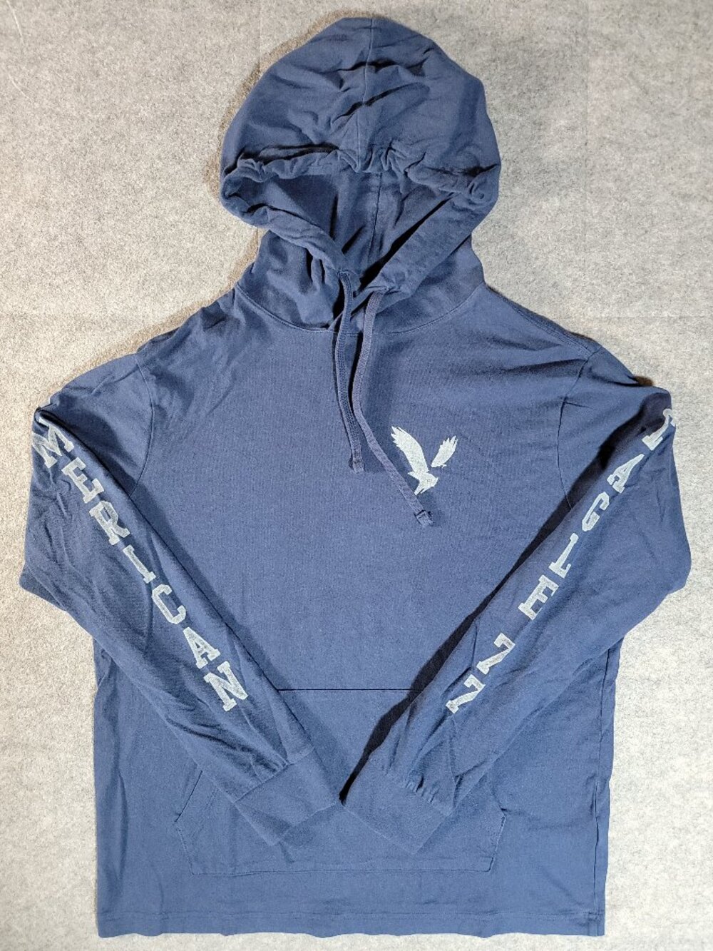American Eagle Super Soft Standard Fit Navy Spellout Hoodie Small
